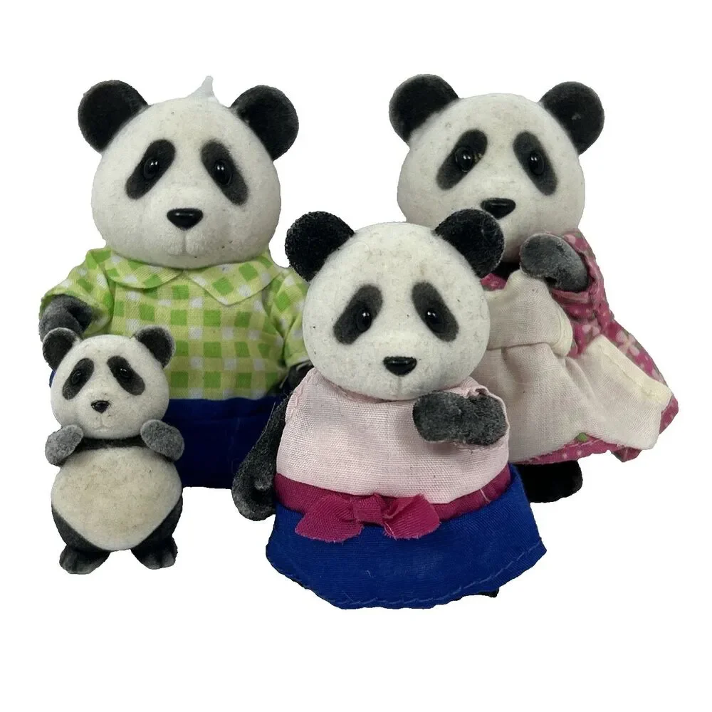 Li'l Woodzeez Skyhopper Panda Family Mother Father Children Clothed Dress Baby